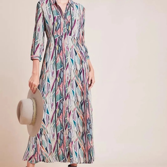 bl-nk anthropologie Winona Watercolor Shirtdress SZ XL - Picture 1 of 6